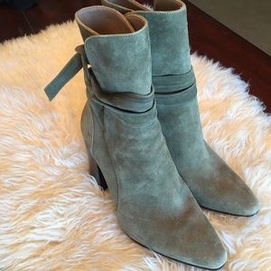Banana Republic pale green suede wrap-tie booties